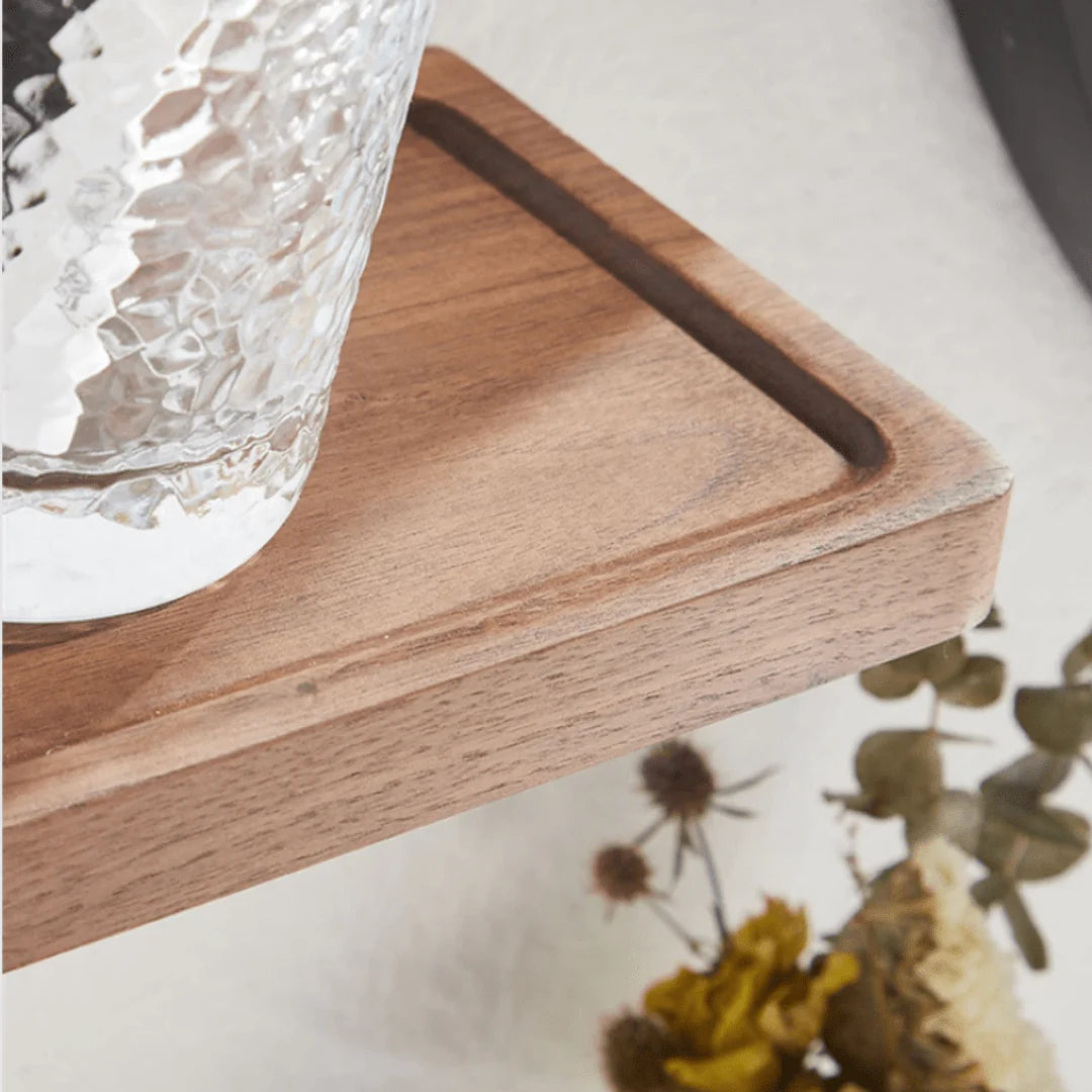 Walnut Wood Corner Storage Rack