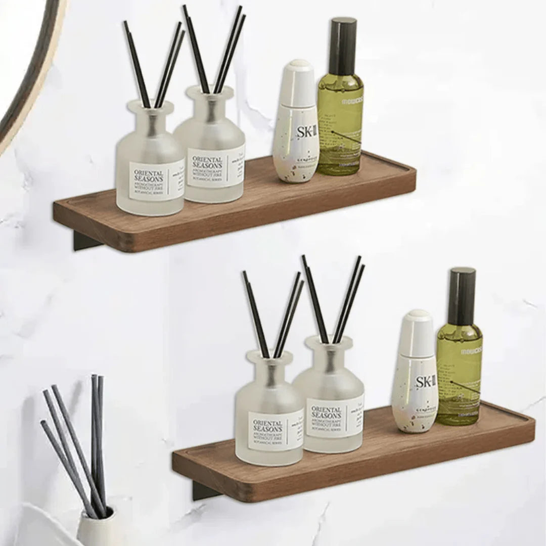 Walnut Wood Corner Storage Rack