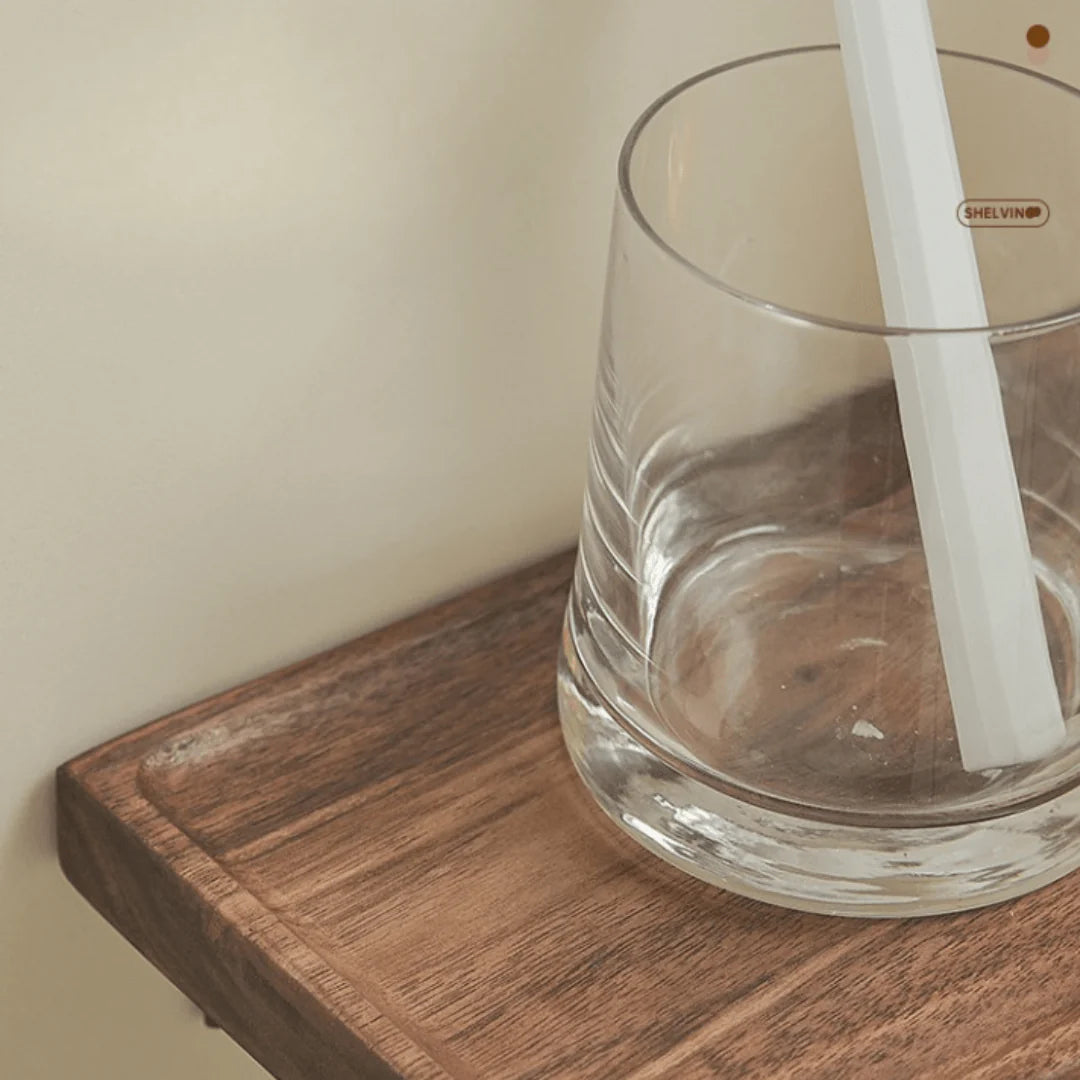 Walnut Wood Corner Storage Rack