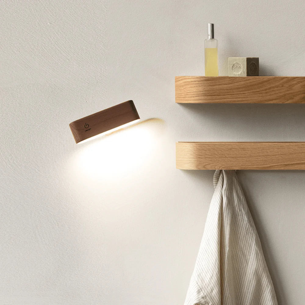 Sleek Touch Bedside Wood Lamp