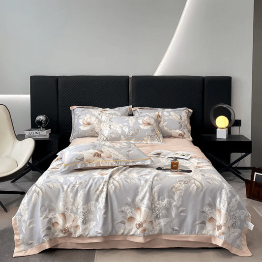 Ice Silk Elegance Comfort Quilt Set (Style-2)