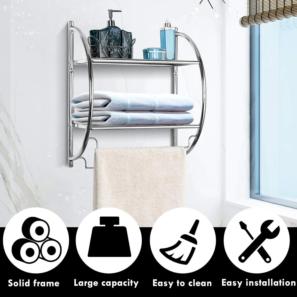 2-Tier Wall-Mounted Bathroom Shelf
