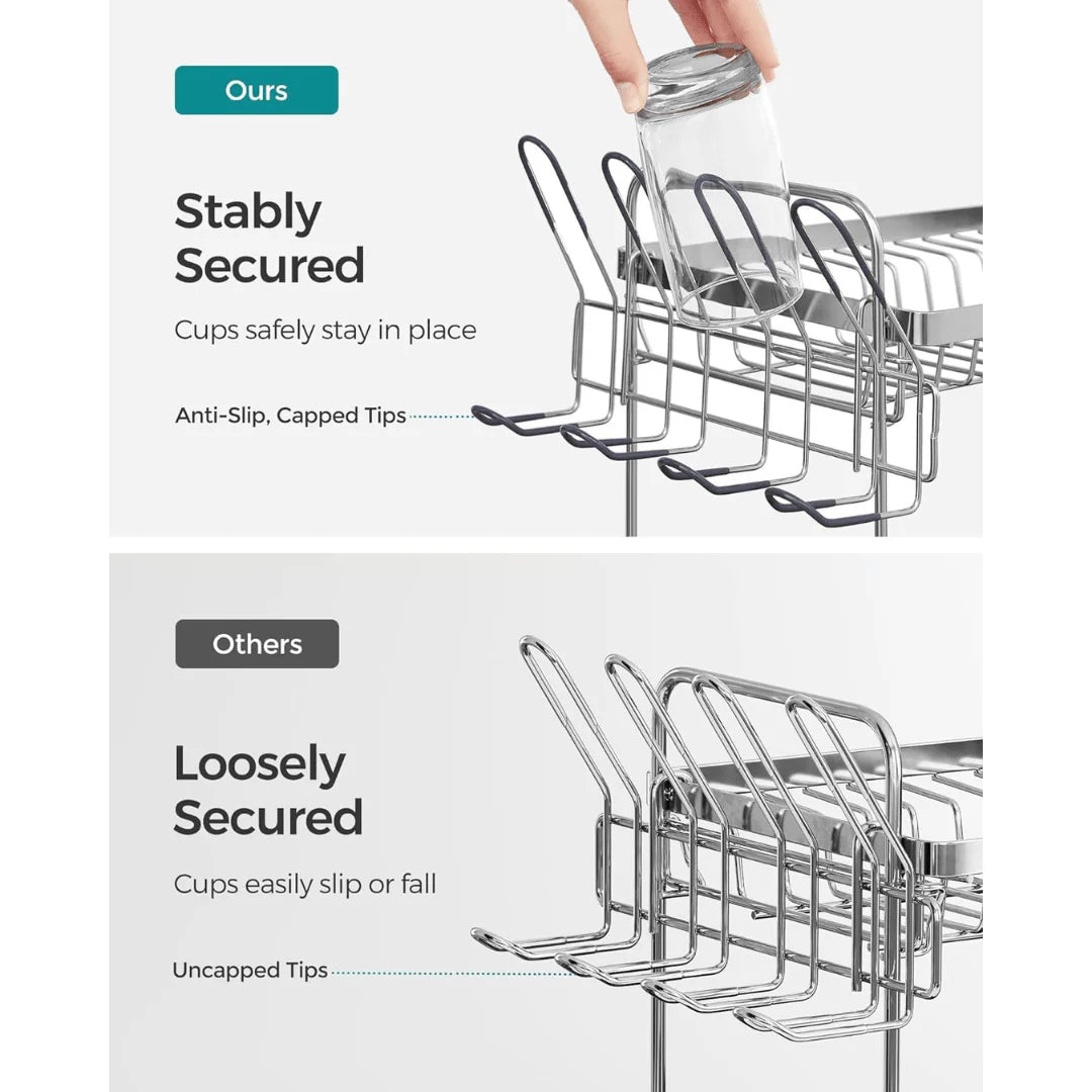 Stainless Steel 2-Tier Dish Drying Rack With 360° Drain Spout