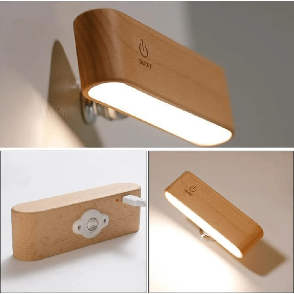 Sleek Touch Bedside Wood Lamp