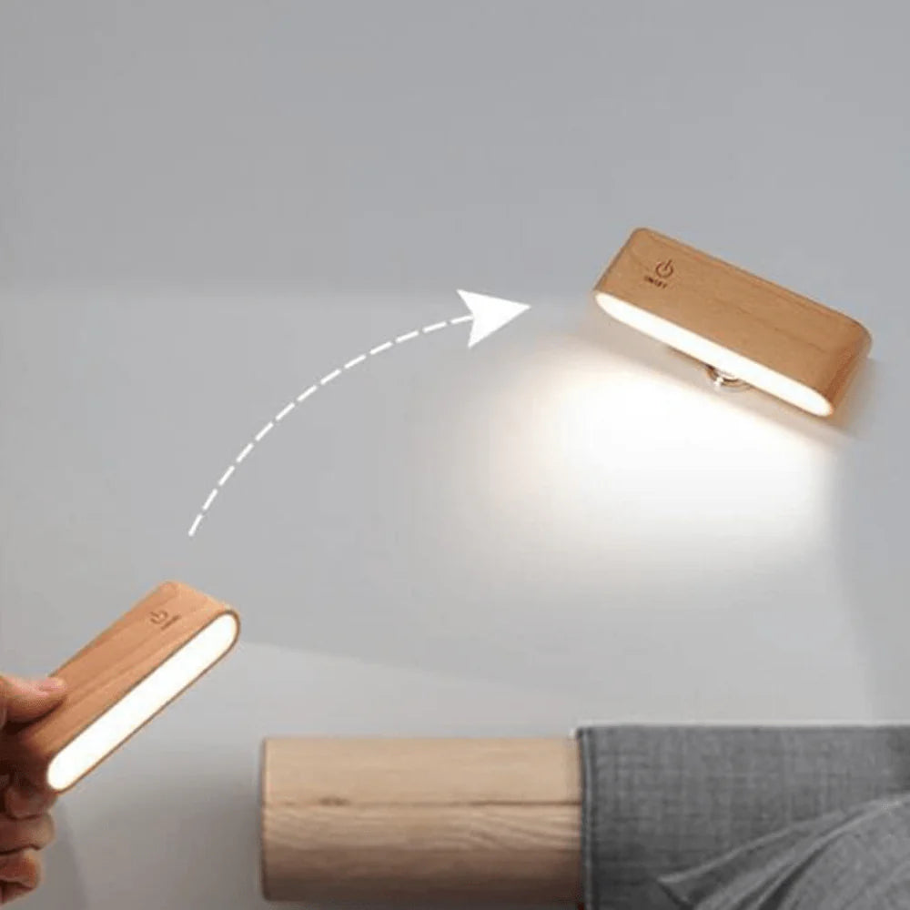 Sleek Touch Bedside Wood Lamp