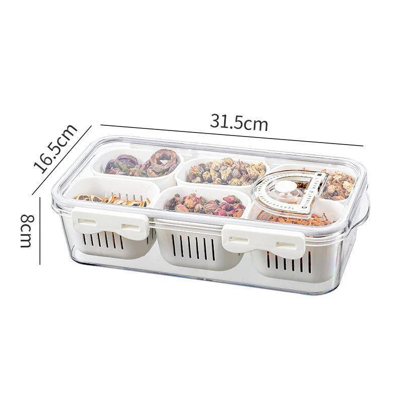 Multi Compartment Transparent Storage Box (6-GRID)